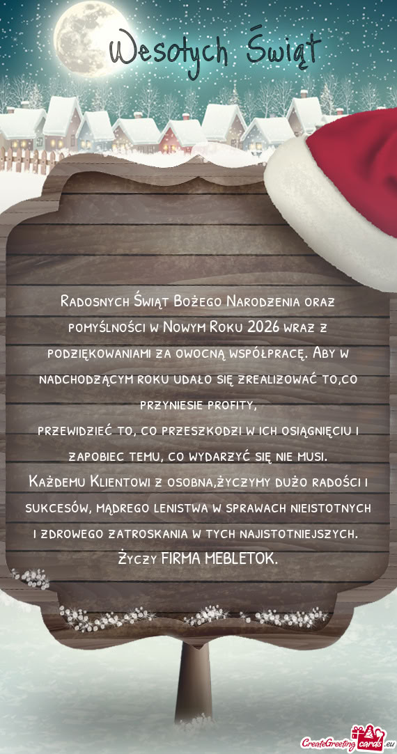 Radosnych Świąt Bożego Narodzenia oraz pomyślności w Nowym Roku 2026 wraz z podziękowaniami za