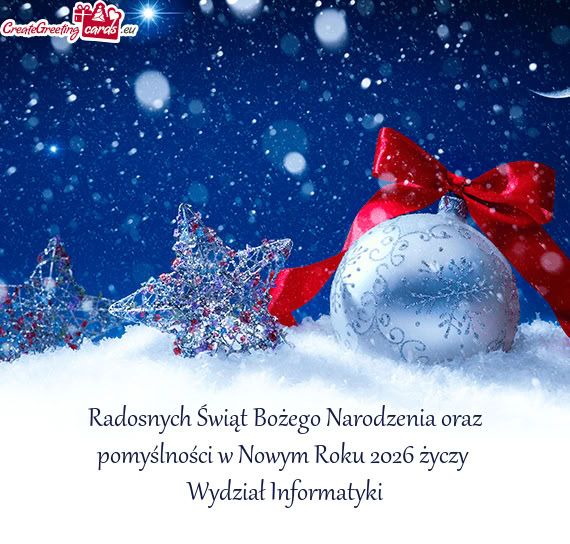 Radosnych Świąt Bożego Narodzenia oraz pomyślności w Nowym Roku 2026
