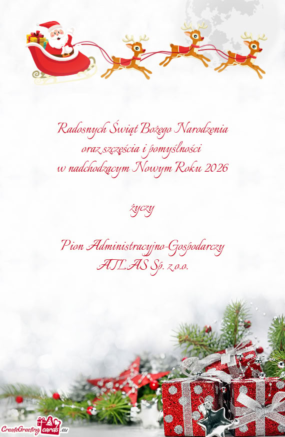 Radosnych Świąt Bożego Narodzenia oraz szczęścia i pomyślności w nadchodzącym Nowym Roku