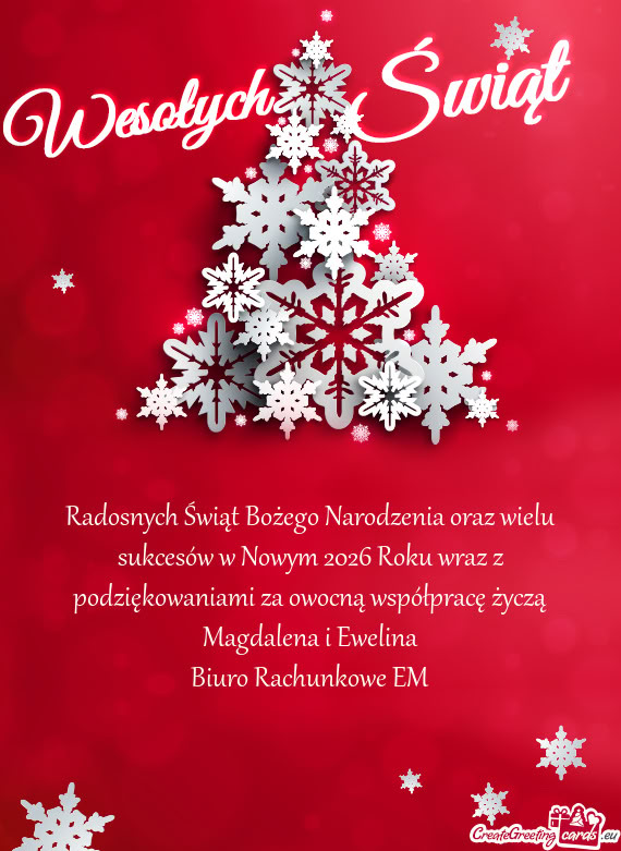 Radosnych Świąt Bożego Narodzenia oraz wielu sukcesów w Nowym 2026 Roku wraz z podziękowaniami