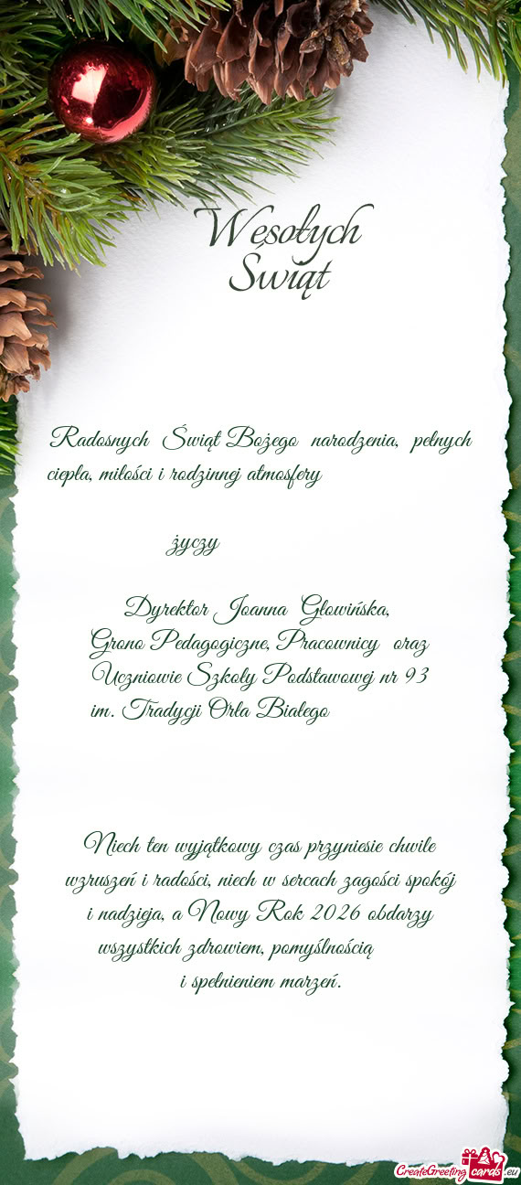 Radosnych Świąt Bożego narodzenia, pełnych ciepła, miłości i rodzinnej atmosfery