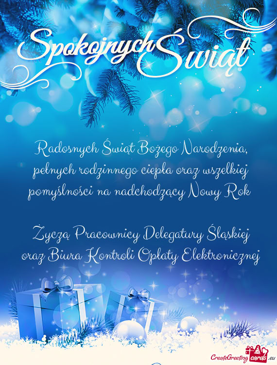 Radosnych Świąt Bożego Narodzenia, pełnych rodzinnego ciepła oraz wszelkiej pomyślności na na