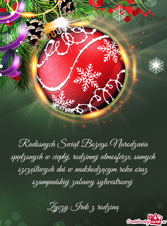 Radosnych Świąt Bożego Narodzenia spędzonych w ciepłej, rodzinnej