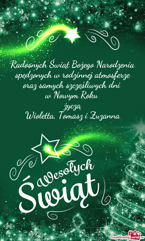 Radosnych Świąt Bożego Narodzenia spędzonych w rodzinnej atmosferze oraz samych szczęśliwych d