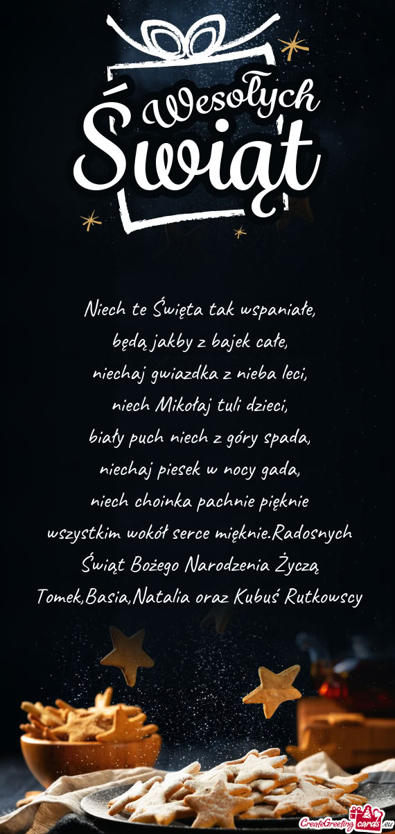 Radosnych Świąt Bożego Narodzenia Życzą Tomek