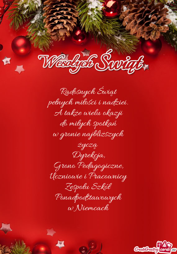 Radosnych Świąt pełnych miłości i nadziei