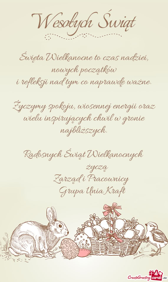 Radosnych Świąt Wielkanocnych    życzą  Zarząd i Pracownicy   Grupa U