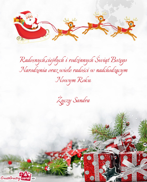 Radosnych,ciepłych i rodzinnych Świąt Bożego Narodzenia oraz wiele radości w nadchodzącym Nowy
