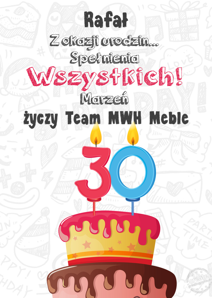 Rafał Kartka z okazji 30 urodzin, Team MWH Meble