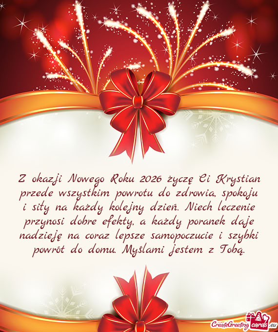 Raz lepsze samopoczucie i szybki powrót do domu. Myślami jestem z Tobą