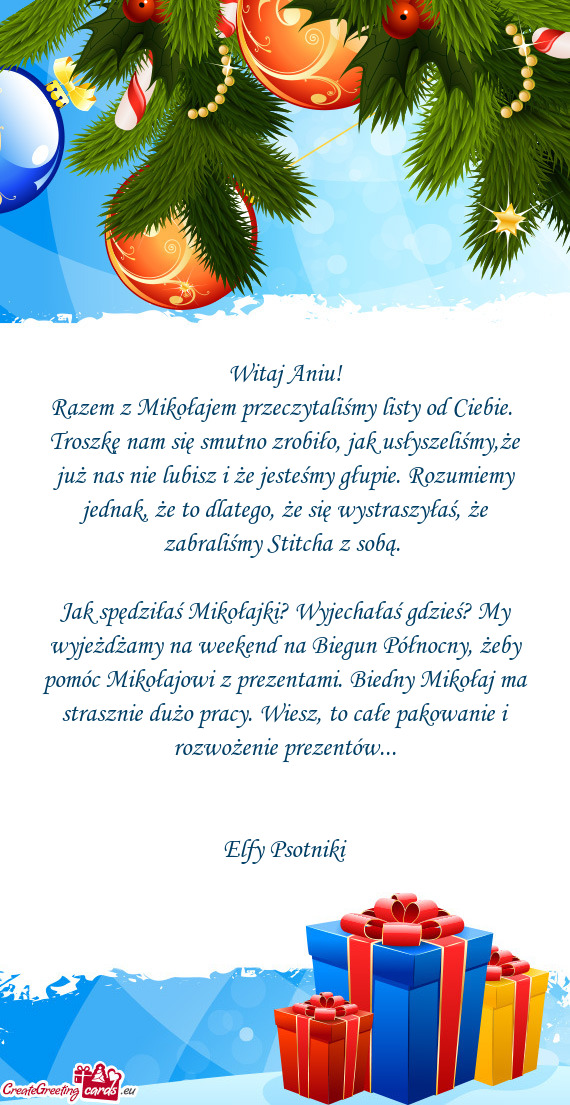 Razem z Mikołajem przeczytaliśmy listy od Ciebie