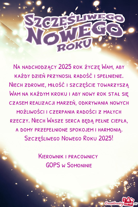 Rca będą pełne ciepła, a domy przepełnione spokojem i harmonią. Szczęśliwego Nowego Roku 202