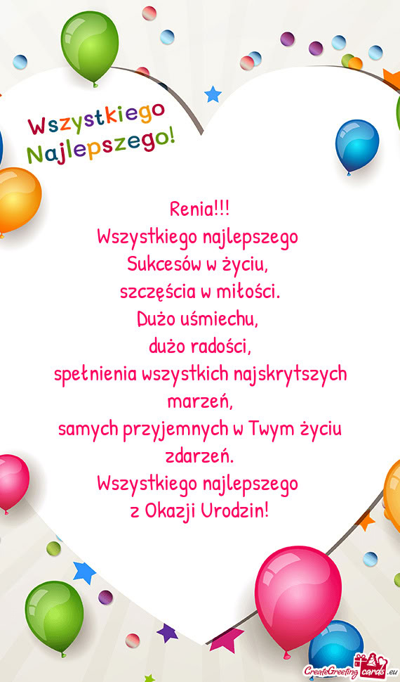 Renia!!! Wszystkiego najlepszego Sukcesów w życiu