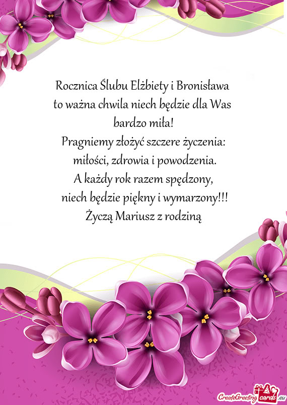 Rocznica Ślubu Elżbiety i Bronisława