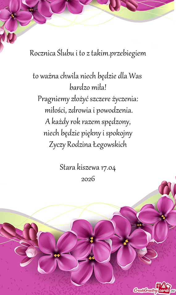 Rocznica Ślubu i to z takim.przebiegiem