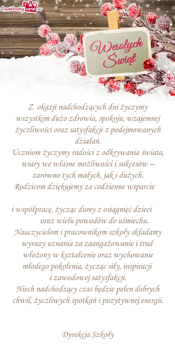 Rodzicom dziękujemy za codzienne wsparcie