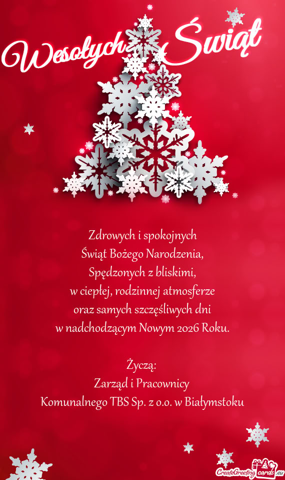 Rodzinnej atmosferze oraz samych szczęśliwych dni w nadchodzącym Nowym 2026 Roku
