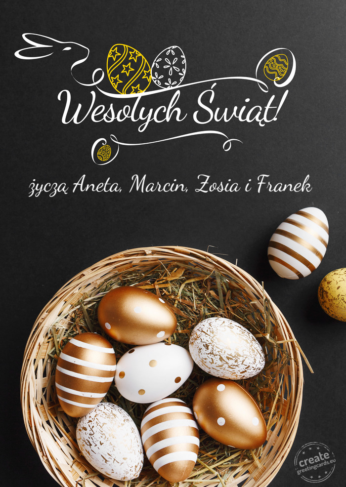 Rodzinnej Wielkanocyżyczą Aneta, Marcin, Zosia i Franek