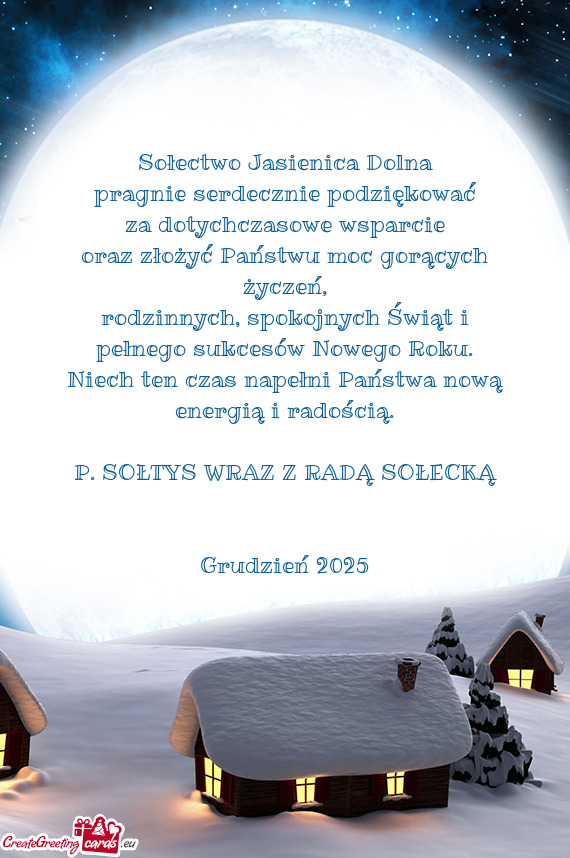 Rodzinnych, spokojnych Świąt i pełnego sukcesów Nowego Roku. Niech ten czas napełni Państwa no
