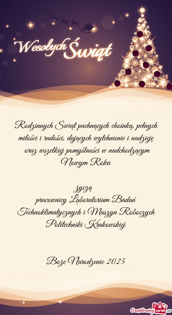 Rodzinnych Świąt pachnących choinką, pełnych miłości i radości, dających wytchnienie i nadz