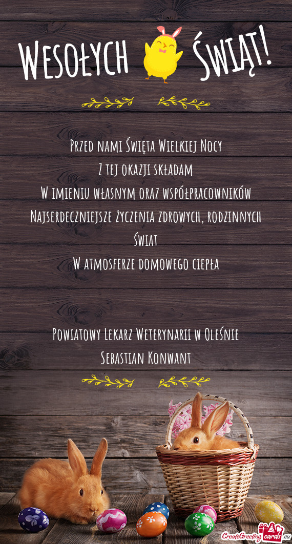 Rodzinnych świat W atmosferze domowego ciepła  Powiatowy Lekarz Weterynarii w Oleśnie Seba