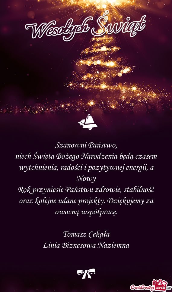 Rok przyniesie Państwu zdrowie, stabilność oraz kolejne udane projekty. Dziękujemy za