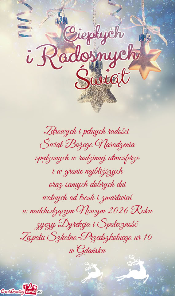 Ronie najbliższych oraz samych dobrych dni wolnych od trosk i zmartwień w nadchodzącym Nowym 2