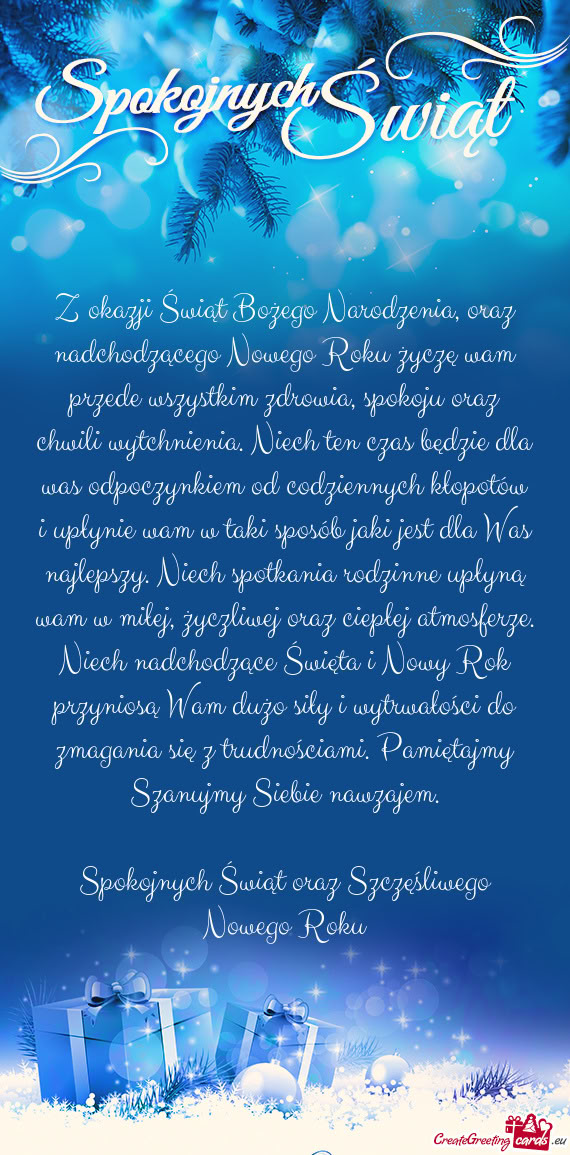 Rowia, spokoju oraz chwili wytchnienia. Niech ten czas będzie dla was odpoczynkiem od codziennych k