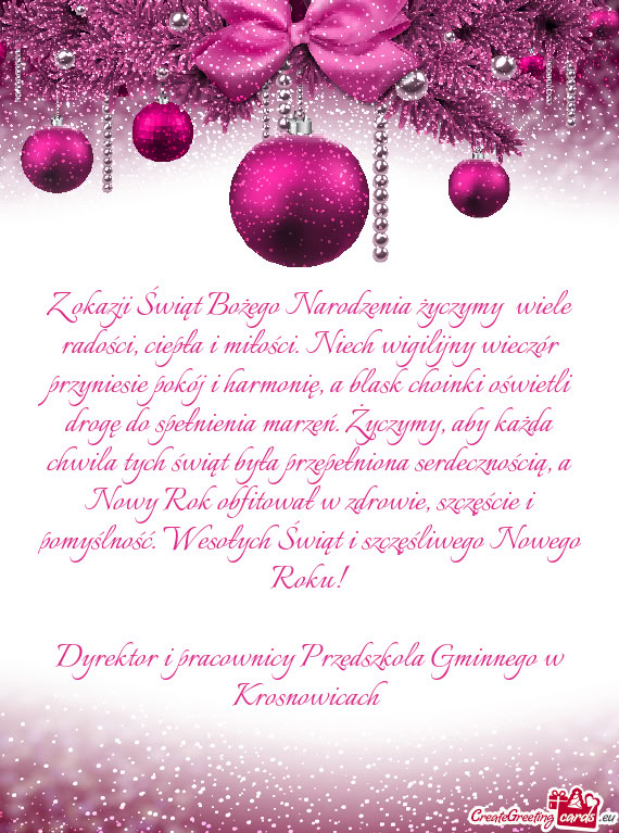 Rowie, szczęście i pomyślność. Wesołych Świąt i szczęśliwego Nowego Roku