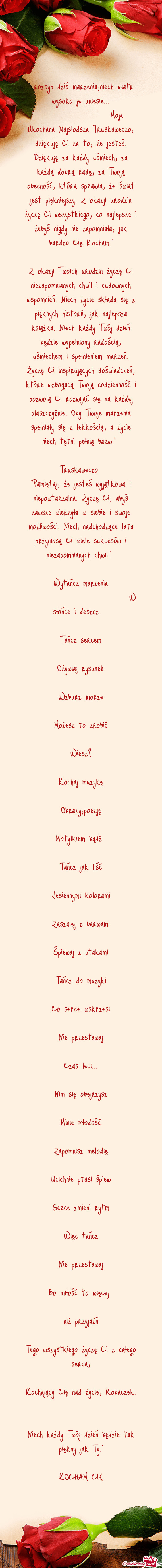 Rozsyp dziś marzenia,niech wiatr wysoko je uniesie