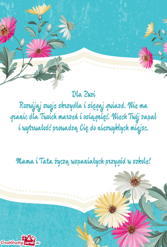 Rozwijaj swoje skrzydła i sięgaj gwiazd. Nie ma granic dla Twoich marzeń i osiągnięć. Niech Tw