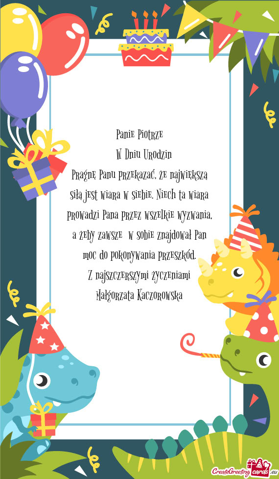 Rzez wszelkie wyzwania, a żeby zawsze w sobie znajdował Pan moc do pokonywania przeszkód