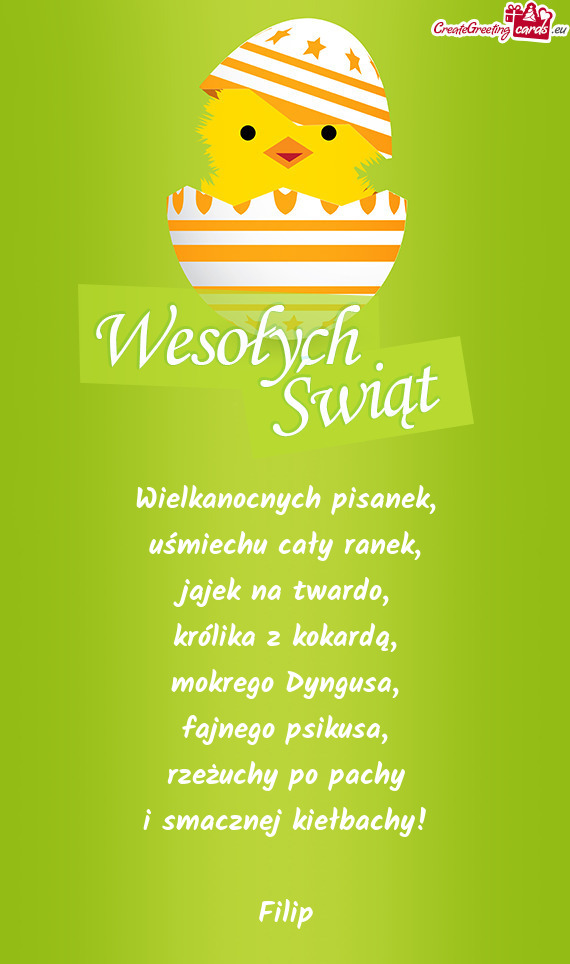 Rzeżuchy po pachy i smacznej kiełbachy! Filip