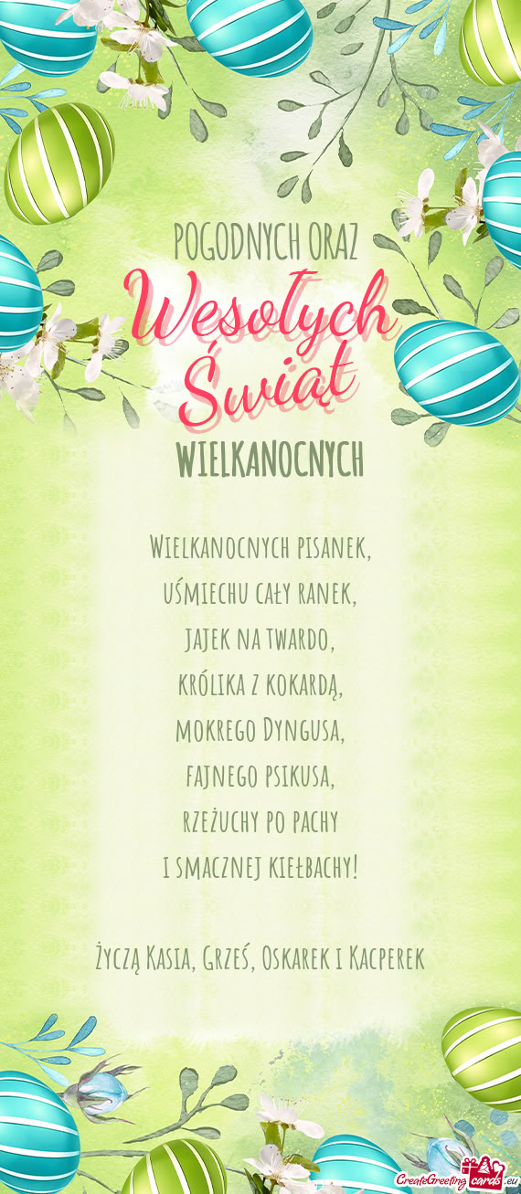 Rzeżuchy po pachy i smacznej kiełbachy! Życzą Kasia