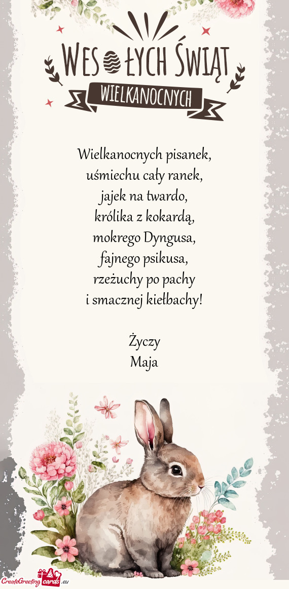 Rzeżuchy po pachy i smacznej kiełbachy! Życzy Maja