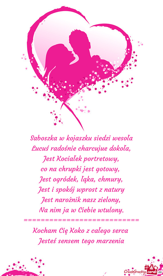 Saboszka w kojaszku siedzi wesoła