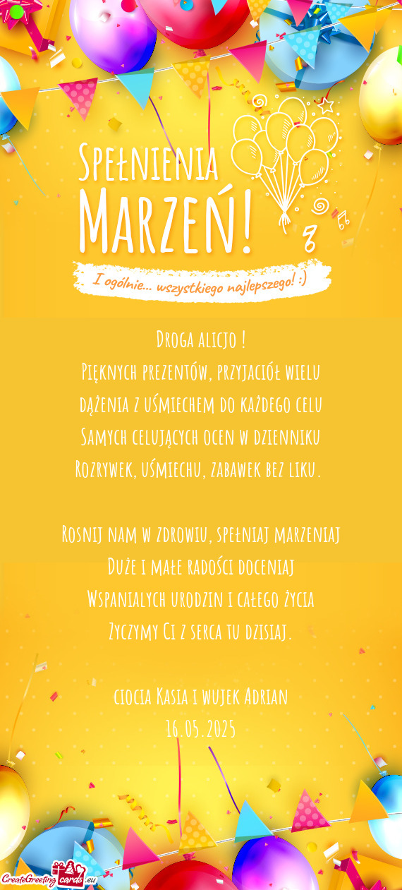 Samych celujących ocen w dzienniku