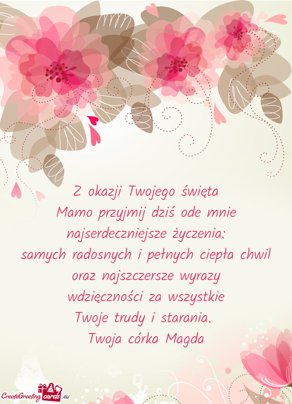 Samych radosnych i pełnych ciepła chwil oraz najszczersze wyrazy wdzięczności za wszystkie