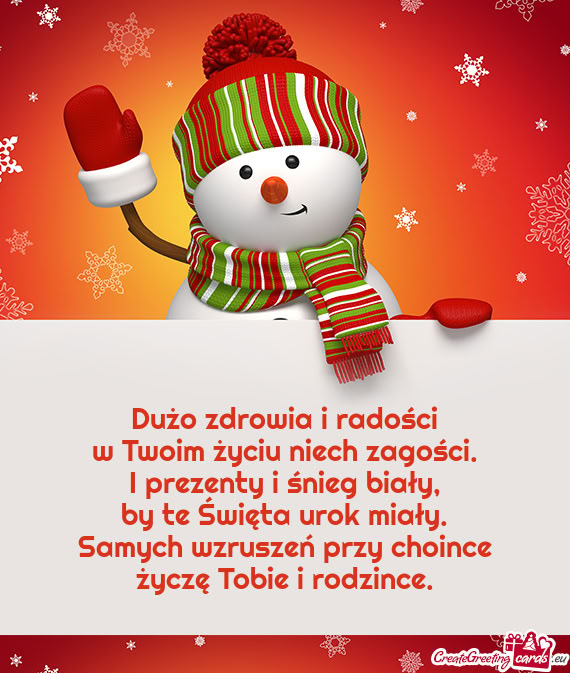 Samych wzruszeń przy choince życzę Tobie i rodzince