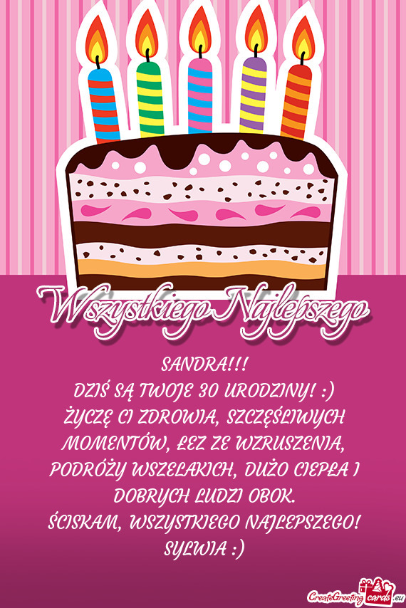 SANDRA!!! DZIŚ SĄ TWOJE 30 URODZINY