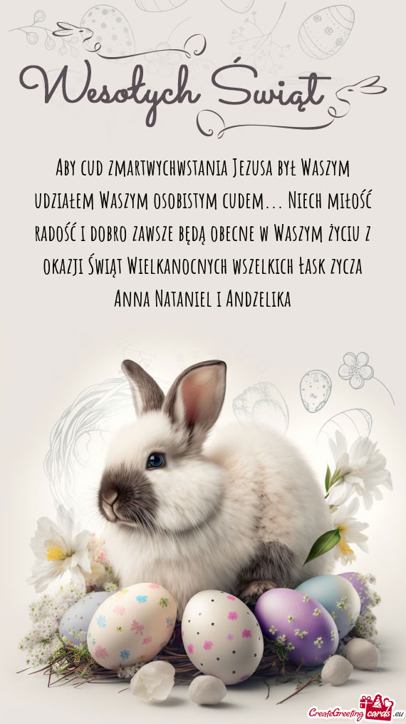 Ść i dobro zawsze będą obecne w Waszym życiu z okazji Świąt Wielkanocnych wszelkich Łask zyc