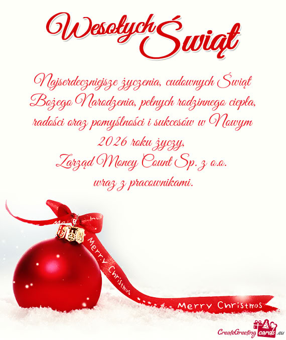 Ści oraz pomyślności i sukcesów w Nowym 2026 roku życzy