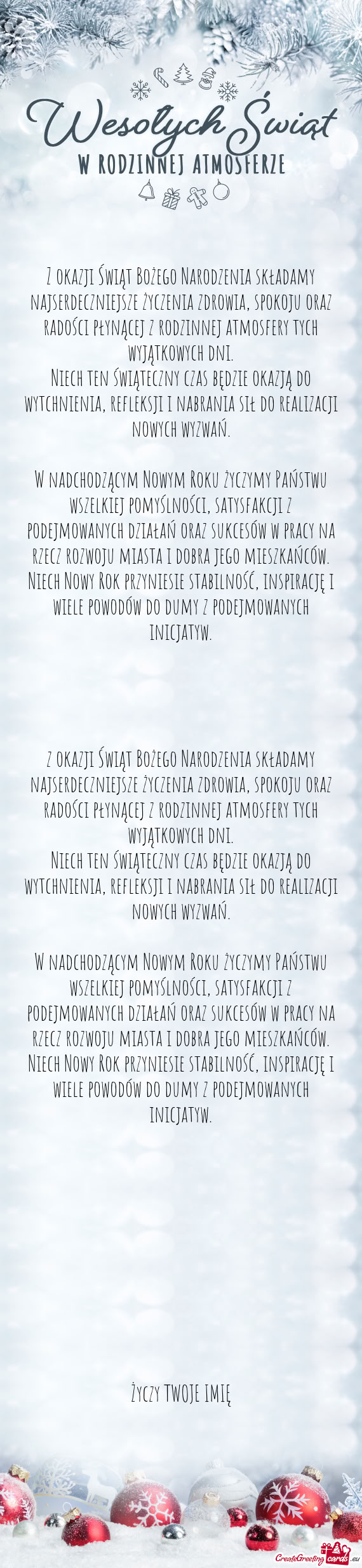 Ści płynącej z rodzinnej atmosfery tych wyjątkowych dni