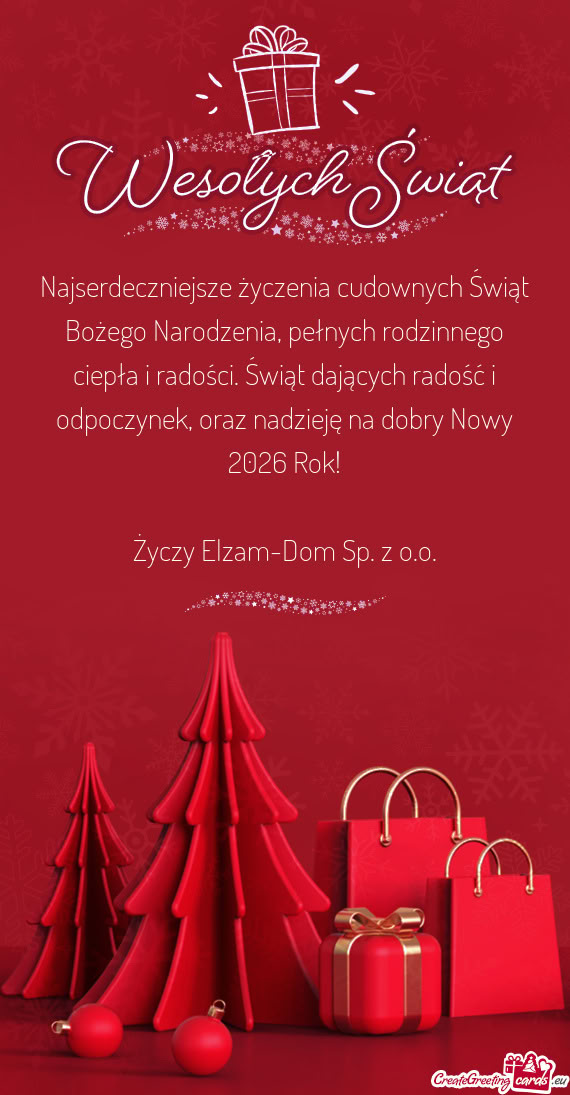Ści. Świąt dających radość i odpoczynek, oraz nadzieję na dobry Nowy 2026 Rok