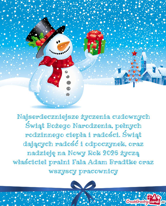 Ści. Świąt dających radość i odpoczynek, oraz nadzieję na Nowy Rok 2026 życzą właściciel