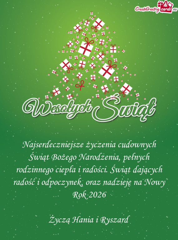 Ści. Świąt dających radość i odpoczynek, oraz nadzieję na Nowy Rok 2026