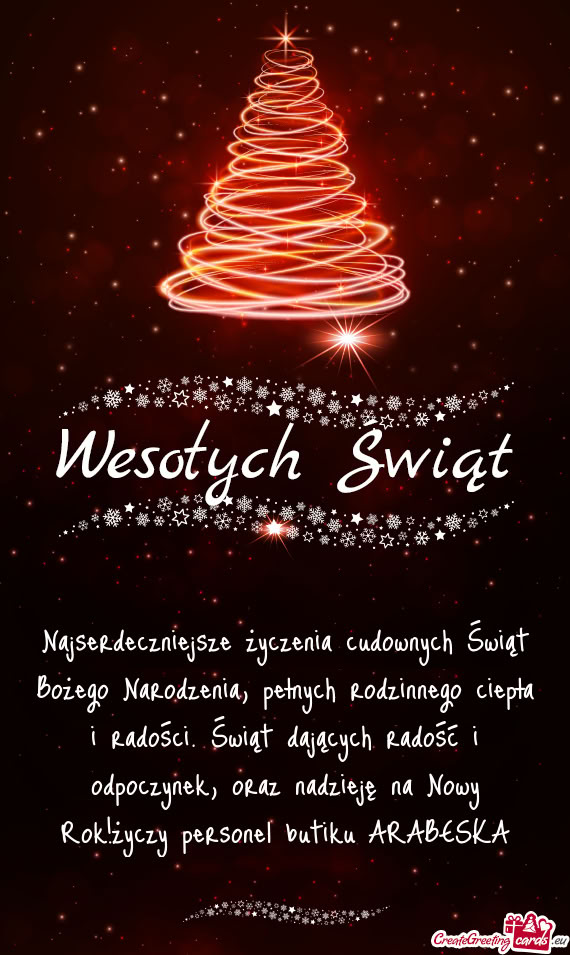 Ści. Świąt dających radość i odpoczynek, oraz nadzieję na Nowy Rok!personel butiku ARA