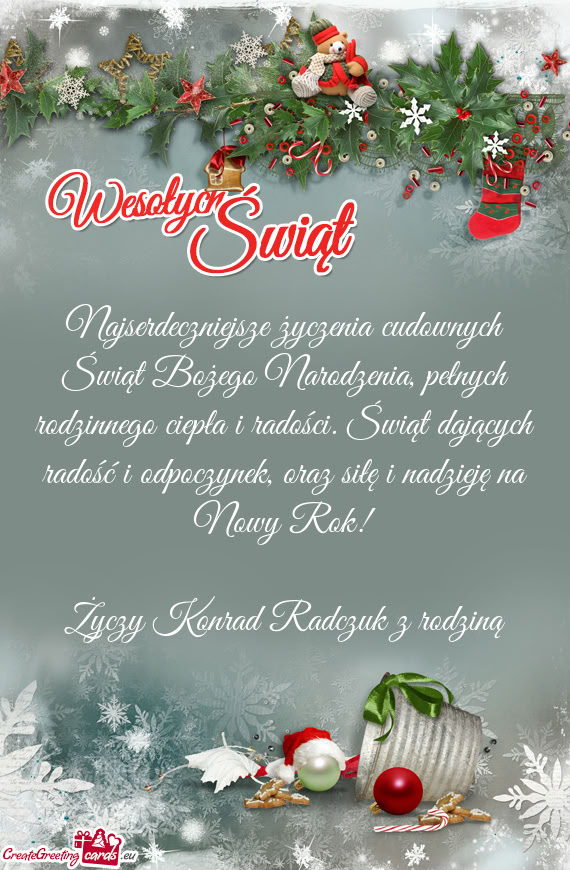 Ści. Świąt dających radość i odpoczynek, oraz siłę i nadzieję na Nowy Rok