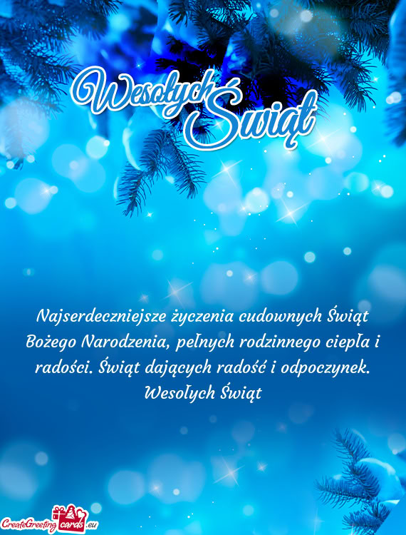 Ści. Świąt dających radość i odpoczynek. Wesołych Świąt