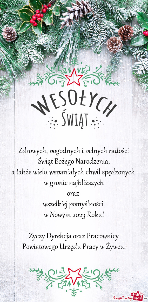 Ści w Nowym 2023 Roku! Dyrekcja oraz Pracownicy Powiatowego Urzędu Pracy w Żywcu